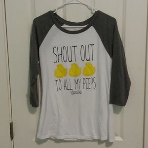 Shout Out To All My Peeps Soft Baseball Tee Sleeves Shirt Top Size Medium